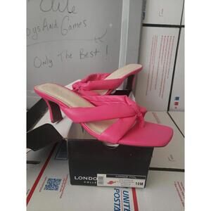 WOMENS London Fog Pink LOUELLE FUCHSIA SOFT PU DRESS sandal, Size 10 M,NEW (t6)